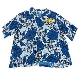 Corona Extra Blue Floral Hawaiian Shirt, Size XL